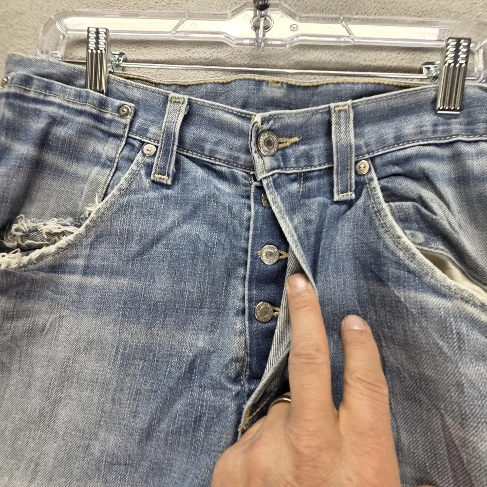 Vintage Levis Engineered Jeans Mens 30x30 Blue Twisted Button Fly Light Wash